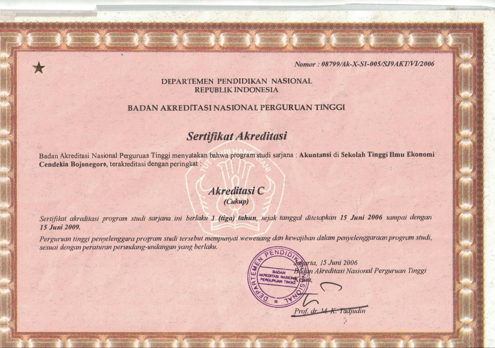 Sertifikat Akreditasi C