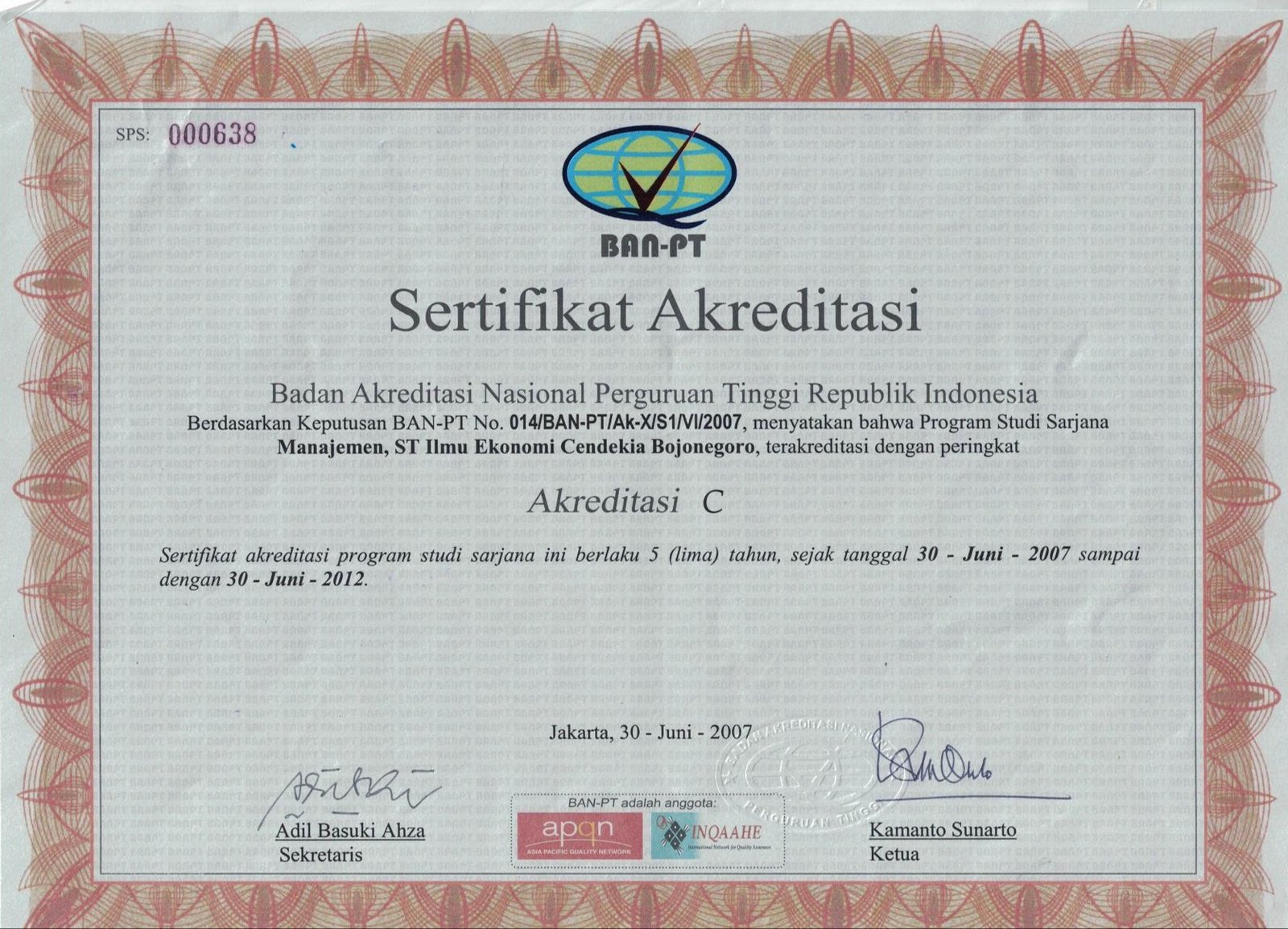 Sertifikat Akreditasi C