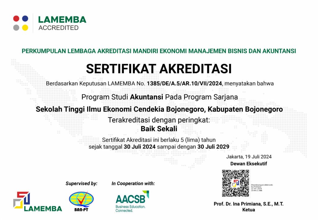 Sertifikat Akreditasi Program Studi Akuntansi STIE Cendekia Bojonegoro